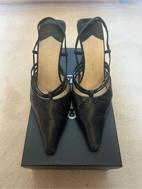 CHANEL Classic Black Leather Slingback Heels